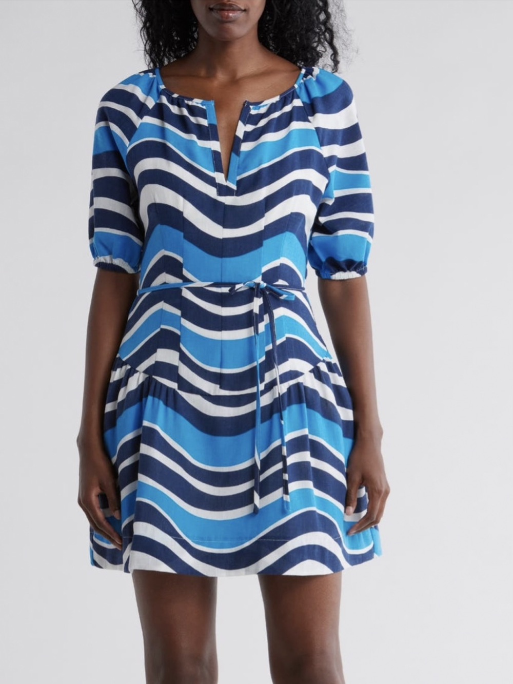 NWT The Good Journey Puff Sleeve Drop Waist
Babydoll Minidress,navy ocean size1X
